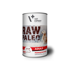 VetExpert Raw Paleo Adult Rind – Premium getreidefreies Hundefutter, für Hunde mit Getreideunverträglichkeiten oder Getreideallergien, Hundefutter ohne Getreide, Verträgliche Hundenahrung mit geringem Allergiepotenzial, für ernährungssensible Hunde aller Rassen, Vollwertig. Hypoallergen, Mit max. Fleischanteil und natürlichen Zutaten, Viel frisches Fleisch und wertvolle Zutaten.