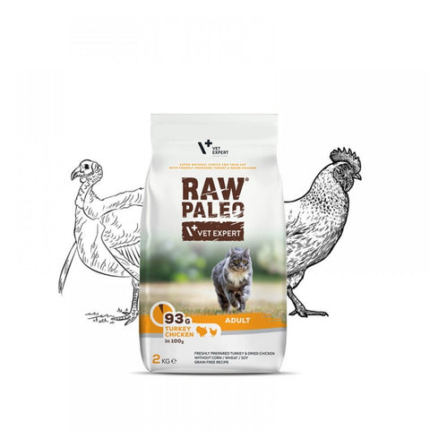 Raw Paleo Adult – Truthahn und Huhn Katzenfutter – Trockenfutter für kastrierte Katzen