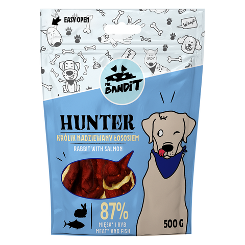 Mr. Bandit HUNTER - KANINCHEN gefüllt mit LACHS 500g - Hundesnack