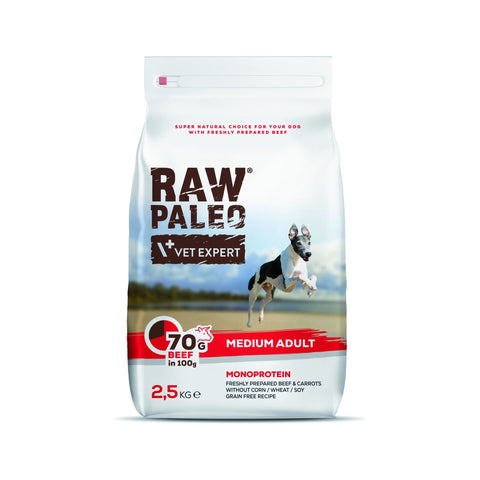 Hundetrockenfutter – Raw Paleo Adult Medium Rind 2,5kg
