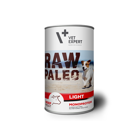 VetExpert Raw Paleo Adult Rind Light – Premium getreidefreies leichte Hundefutter, für Hunde mit Getreideunverträglichkeiten oder Getreideallergien, Hundefutter ohne Getreide, Verträgliche Hundenahrung mit geringem Allergiepotenzial, für ernährungssensible Hunde aller Rassen, Vollwertig. Hypoallergen, Viel frisches Fleisch und wertvolle Zutaten.